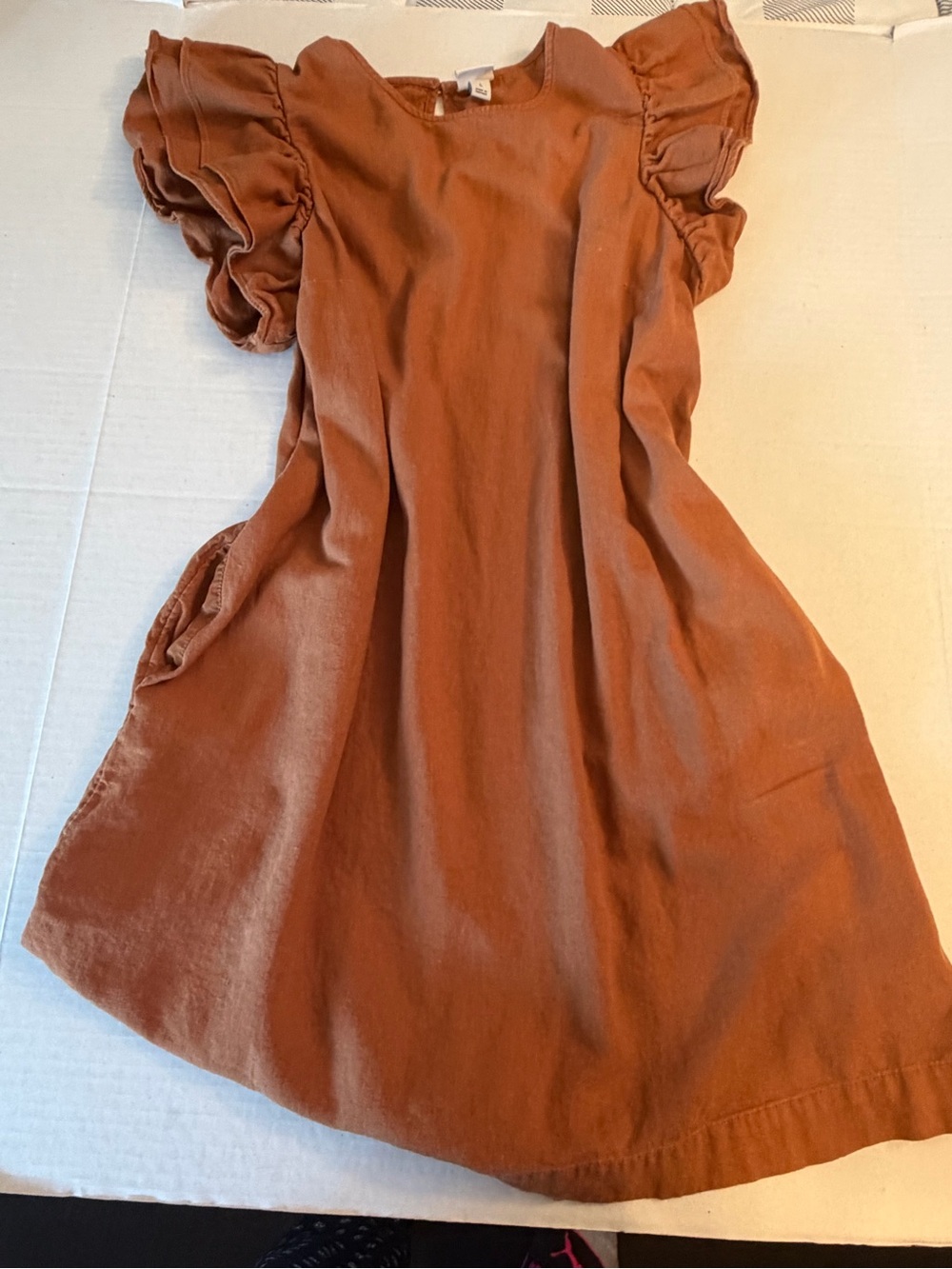 a new day Rust Brown Ruffle Sleeve women’s Dress size Large linen blend